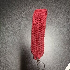Handcrafted Red Crochet Keychain Wristlet